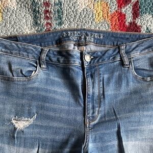 American Eagle Outfitters Womens Distressed Blue Skinny Jeans